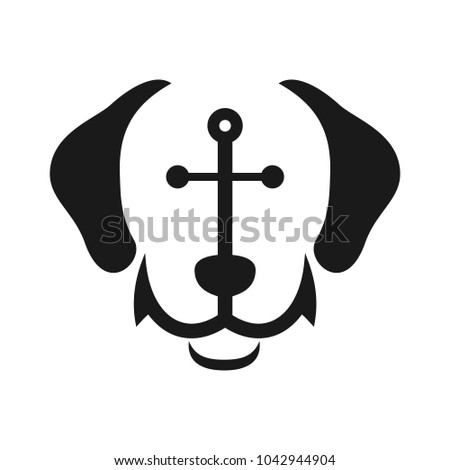 Anchor and dog vector logo. Sea Dog icon.