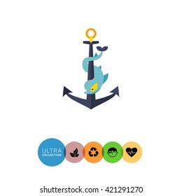 Anchor and dolphin icon