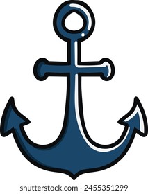 Anchor Doodle Icon Simple Navy