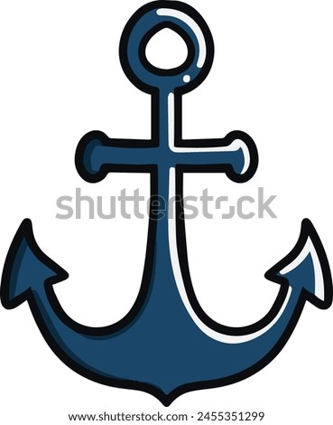 Anchor Doodle Icon Simple Navy