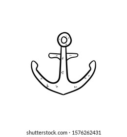 anchor doodle icon vector hand drawing 