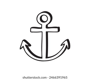 Anchor Doodle outline hand drawn icon. Vector illustration