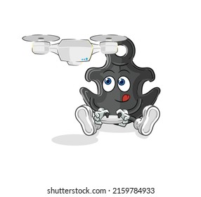 the anchor with drone character. cartoon mascot vector