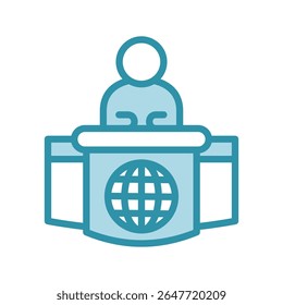 Anchor dual tone blue color mini illustration icon, use for journalist, broadcasting, news and media UI, UX kit, app and web development, digital or print.