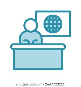 Anchor dual tone blue color mini illustration icon, use for journalist, broadcasting, news and media UI, UX kit, app and web development, digital or print.
