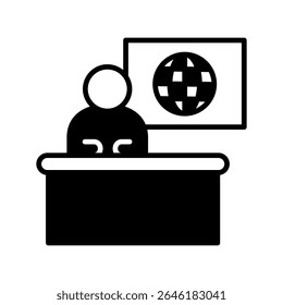 Ancorar ícone de glifos de mini ilustração de tom duplo, uso para jornalista, radiodifusão, UI de notícias e mídia, kit UX, desenvolvimento de aplicativo e web, digital ou impresso.