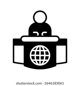 Anchor dual tone mini illustration glyph icon, use for journalist, broadcasting, news and media UI, UX kit, app and web development, digital or print.