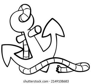 Anchor. Element for coloring page. Cartoon style.