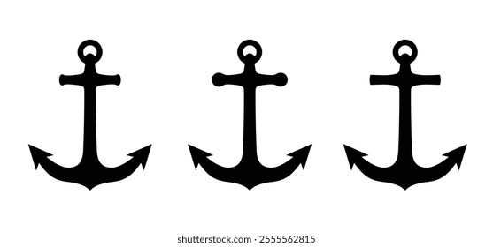 Anchor emblem. Cartoon anchor marine symbol or logo. Ship or boat anchors. Shipping signs. Ships anchored.