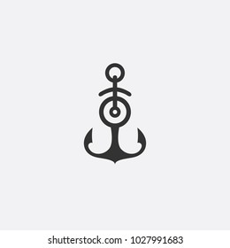 Anchor emblem. Template sailor icon. Marine symbol symbol. Vector illustration of a yacht club, travel agency. theme of travel. Graphic logo, logotype for design