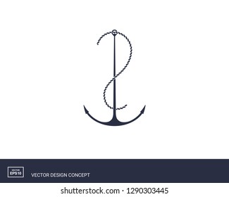 Anchor emblem. Yacht style design. Nautical sign, symbol. Universal icon. Simple logotype template. Vector illustration.