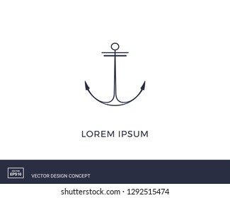 Anchor emblem. Yacht style design. Nautical sign, symbol. Universal icon. Simple logotype template. Vector illustration.