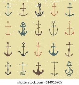 Anchor engraved vintage in old hand drawn or tattoo style, drawing for marine, aquatic or nautical theme, wood cut, blue logo