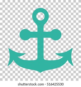Anchor EPS vector pictogram. Illustration style is flat iconic cyan symbol on chess transparent background.