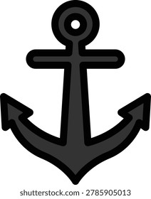 Anchor fill icon. A sturdy nautical anchor graphic, symbolizing stability, security, and maritime exploration. This emblem represents steadfastness and resilience, perfect for various design concepts.   