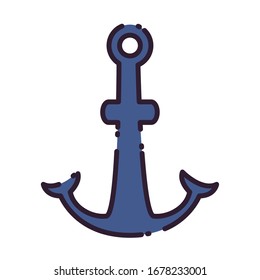 Anchor fill style icon design Sea nautical ocean navigation travel underwater water and marine theme Vector illustration