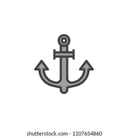 Anchor filled outline icon, line vector sign, linear colorful pictogram isolated on white. Marine anchor symbol, logo illustration. Pixel perfect vector graphics