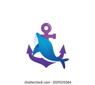 plantilla de diseño de logotipo de anclas y peces