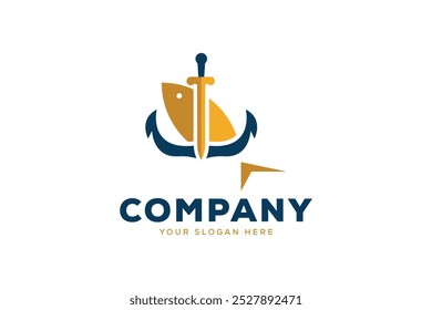 Anchor Fish Logo Template Design