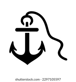 Anchor Flat Black Icon Isolate On White Background Vector Illustration | Seo Icons