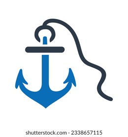 Icono azul plano de anclaje Isolación sobre vectores de fondo blanco Ilustración | Iconos de Seo