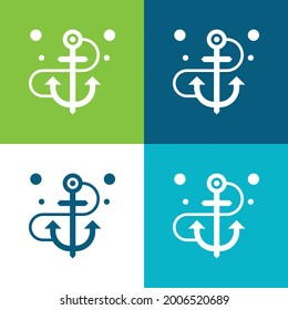 Anclaje Plano cuatro colores conjunto de iconos mínimo