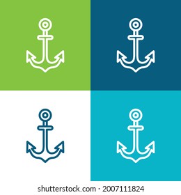 Anchor Flat four color minimal icon set