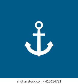 Anchor flat icon on blue background