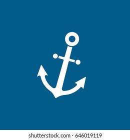 Anchor Flat Icon On Blue Background