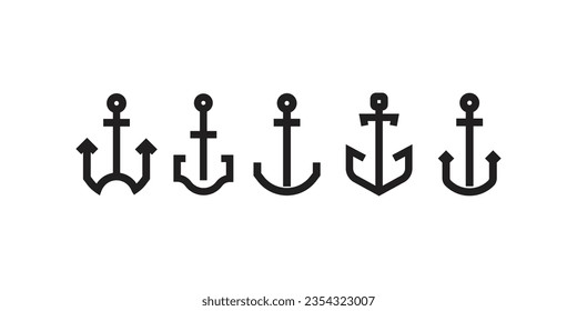Anchor flat icon set design vector 