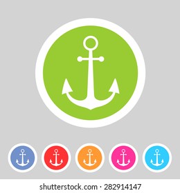 anchor flat icon sign symbol logo label set