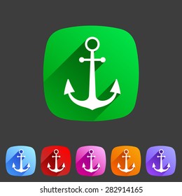 anchor flat icon sign symbol logo label set