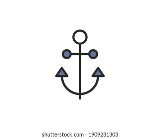 Anchor flat icon. Thin line signs for design logo, visit card, etc. Single high-quality outline symbol for web design or mobile app. Marketing outline pictogram.