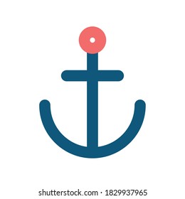 Anchor flat style icon design Sea nautical ocean navigation travel underwater water and marine theme Vector illustration