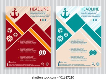 Anchor flat symbol modern flyer, brochure vector template.