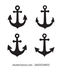 Anchor flat vector icon set