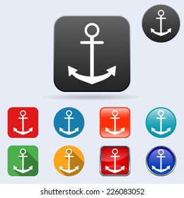 Anchor flat vector icons collection