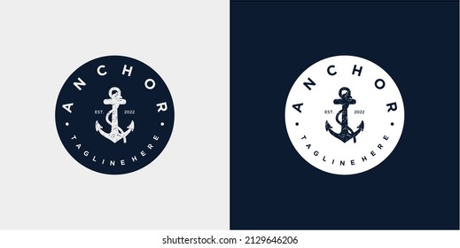 Anchor flatt logo design for boat ship navy nautical transport
