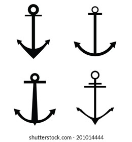 anchor four icon vector silhouette on white
