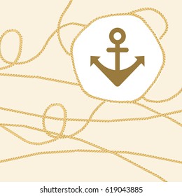 Anchor framed by a mooring rope. All elements are on separate layers for easy editing.
