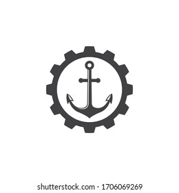 Anker-Zahnradsymbol Logo-Vektorillustration-Design
