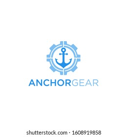 anchor and gear logo vector
