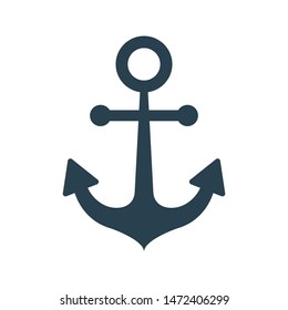 anchor glyph flat vector icon