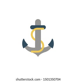 anchor glyph flat vector icon