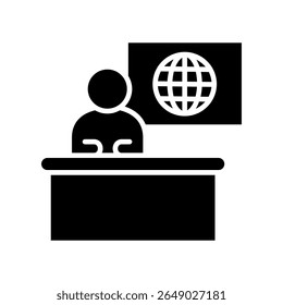 Anchor glyph icon, use for journalist, broadcasting, education, news and media UI, UX kit, app and web development, digital or print.
