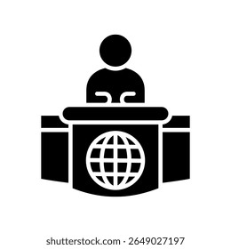 Anchor glyph icon, use for journalist, broadcasting, education, news and media UI, UX kit, app and web development, digital or print.