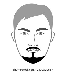 Anchor Goatee Beard style men in face illustration Facial hair Painter's Brush mustache. Vector grey black portrait male Fashion template flat barber. Stylish hairstyle isolated outline on white