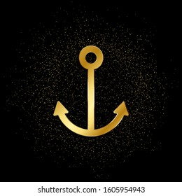Anchor gold, icon. Vector illustration of golden particle