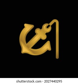 Anchor gold plated metalic icon or logo vector