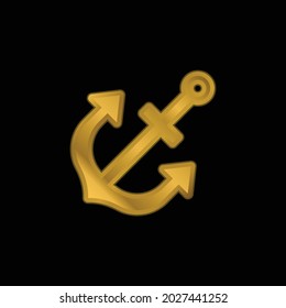 Anchor gold plated metalic icon or logo vector